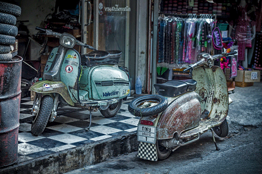 Street scene in warm evening light